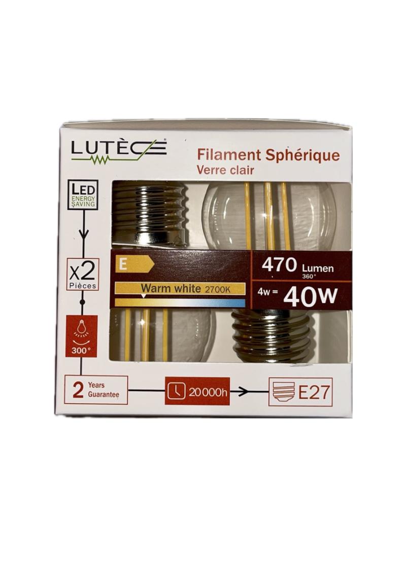 AMPOULE LED FILAMENT CLAIRE E27 4W X2PCS