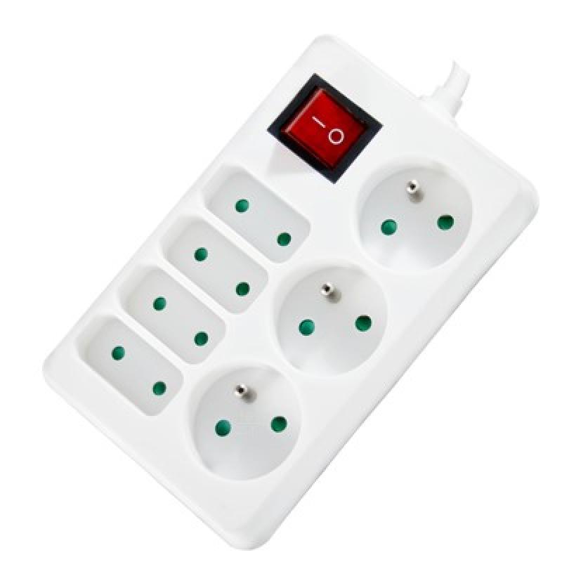 BLOC MULTIPRISE 7P+INTER 7x16A(2P+T)/Câble 1m 3G1.0mm