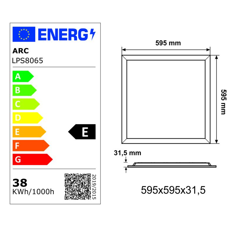 DALLE LED BACK LITE 38W/3800lm/600x600mm/6500K/UGR<19