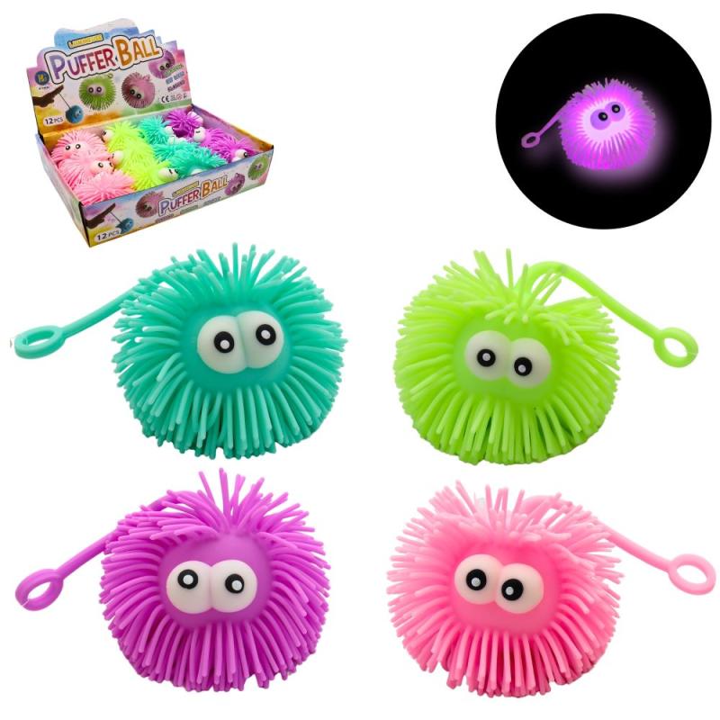 PUFFER BALL LUMINEUX GROS YEUX 10CM