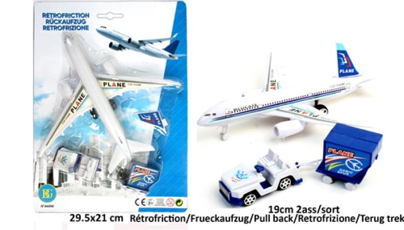 AVION DE LIGNE 19CM+VEHIC+ACCES