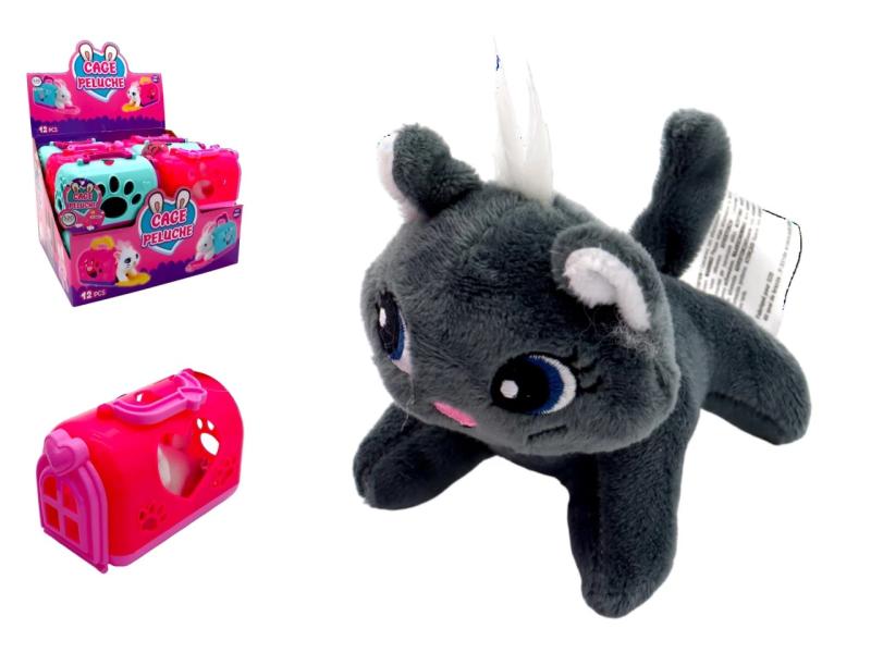 PELUCHE LAPIN/CHAT CAGE 12CM