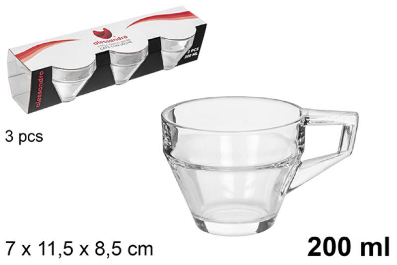TASSE A CAFE EN VERRE X3 200ML
