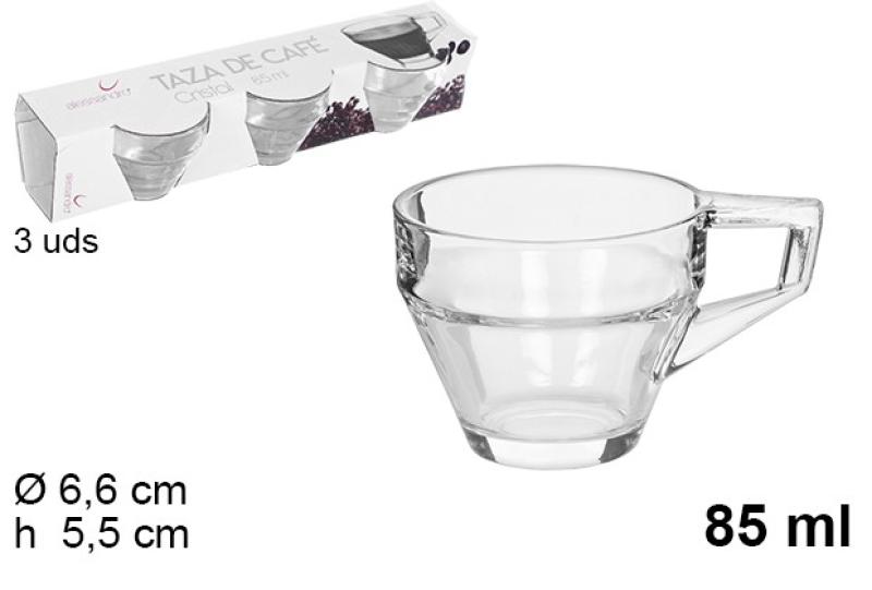 TASSE A CAFE EN VERRE X3 85ML