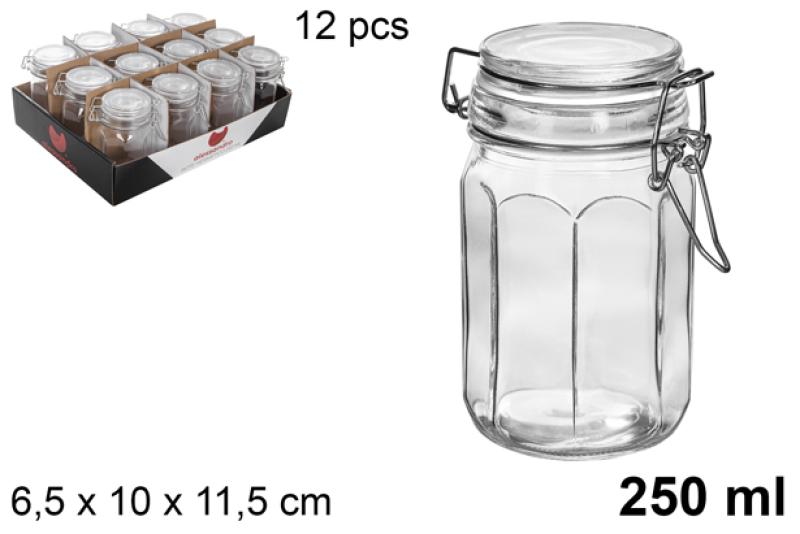 POT EN VERRE HERMETIQUE HEXAGONE 250ML