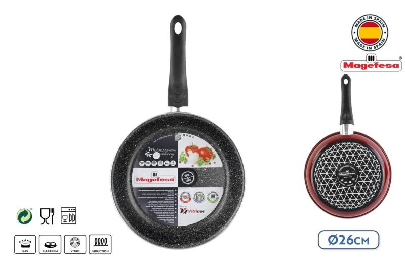 POELE EN ACIER ET PIERRE 26CM