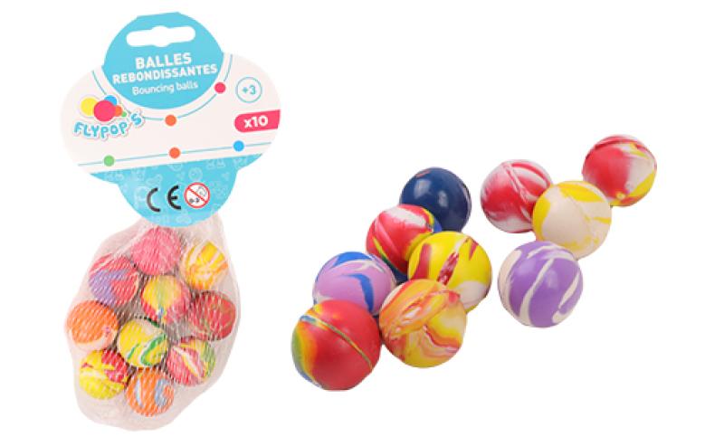 10 BALLES REBONDISSANTES 25MM