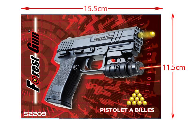 PISTOLET BILLES 15CM LASER 52209