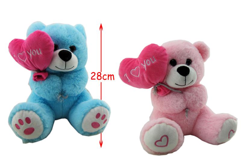 PELUCHE OURS COEUR H28 2COL