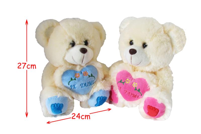 PELUCHE OURS ASS/COEUR H26CM