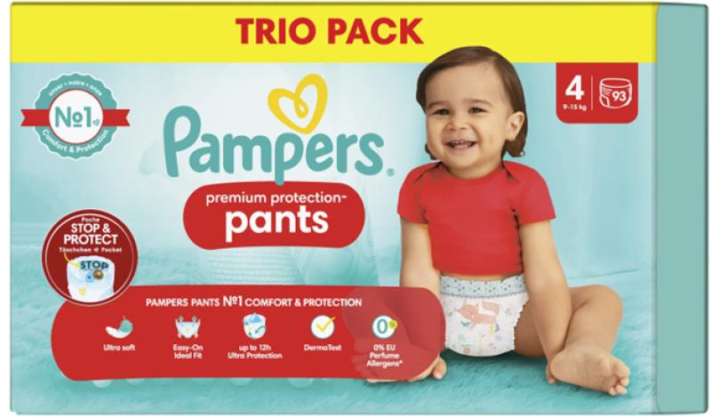 PAMPERS PREMIUM PROTECTION PANTS T4 (9-15KG) 93PCS 3PACKS DE 31couches