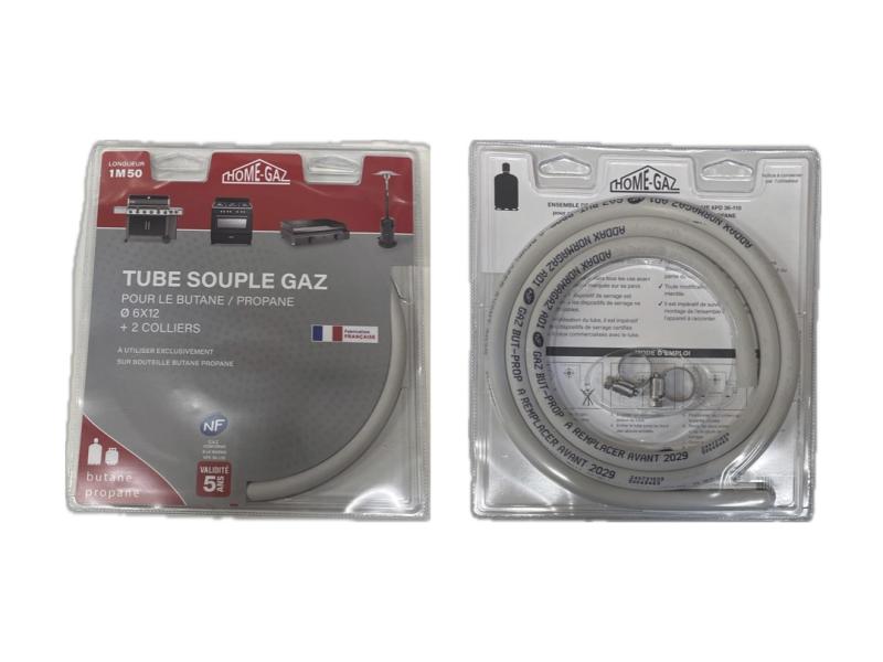 TUYAU GAZ BUTANE/PROPANE + 2 COLLIER 5ANS 1.5M (153)