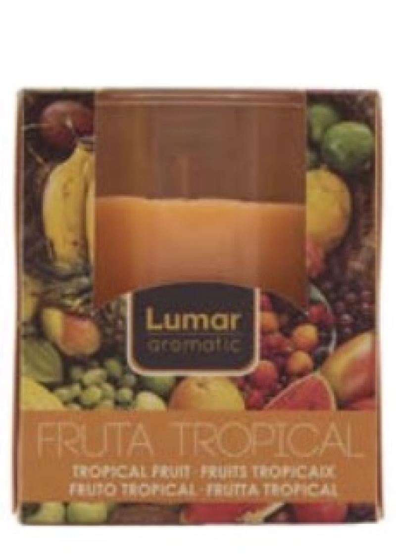 BOUGIE + POT VERRE PARFUME FRUITS TROPICAL