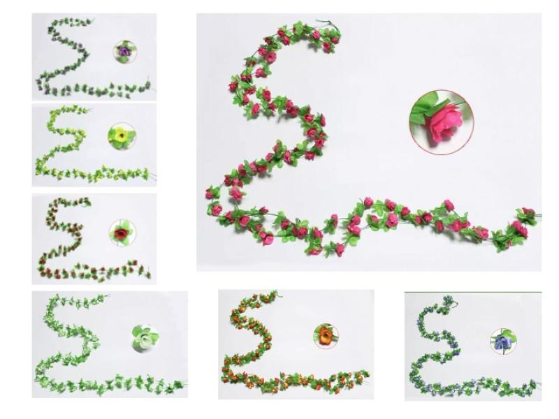 GUIRLANDE FLEUR AVEC FEUILLAGE X2 PCS