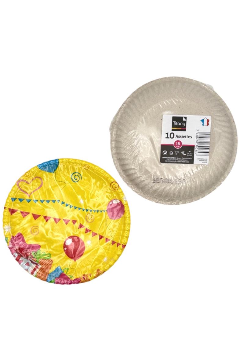 ASSIETTE en CARTON 18CM X10PCS Tifany Anniversaire