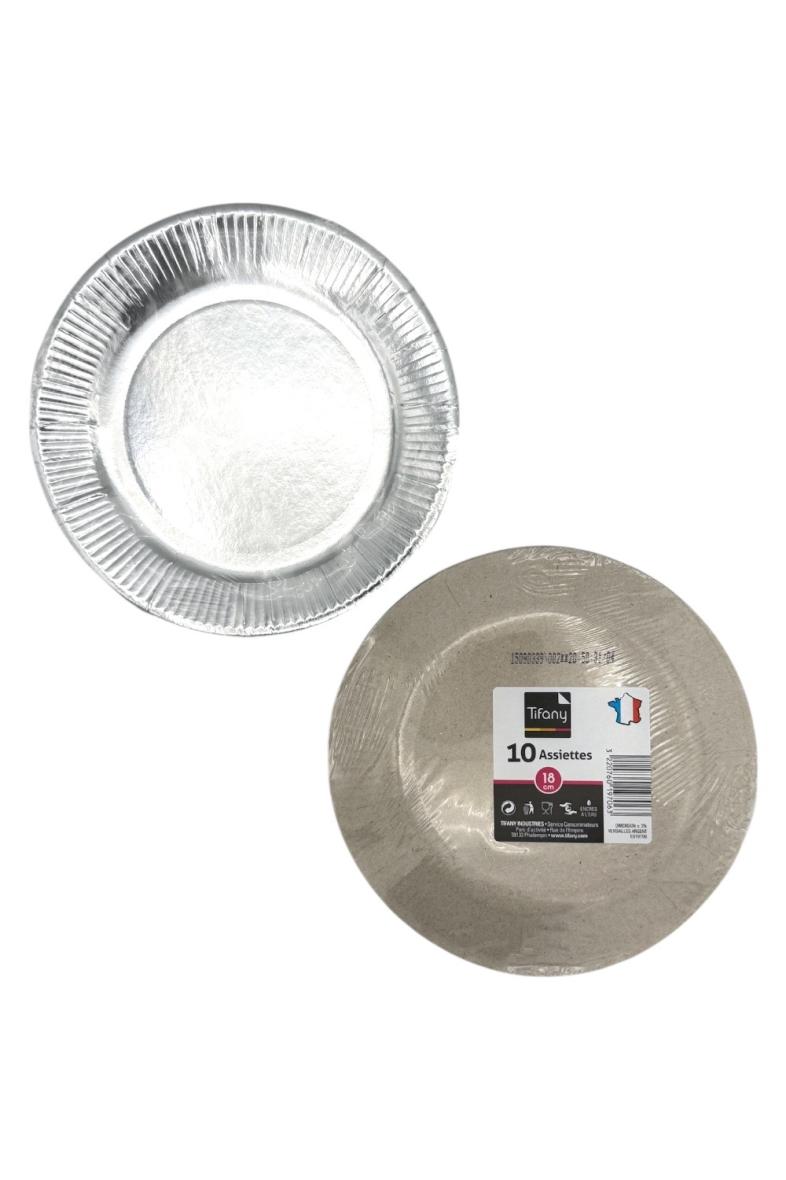 ASSIETTE en CARTON 18CM X10PCS Tifany Argenté