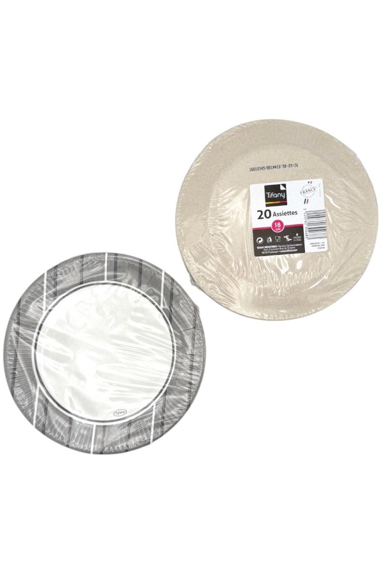 ASSIETTE en CARTON 18CM X20PCS Tifany