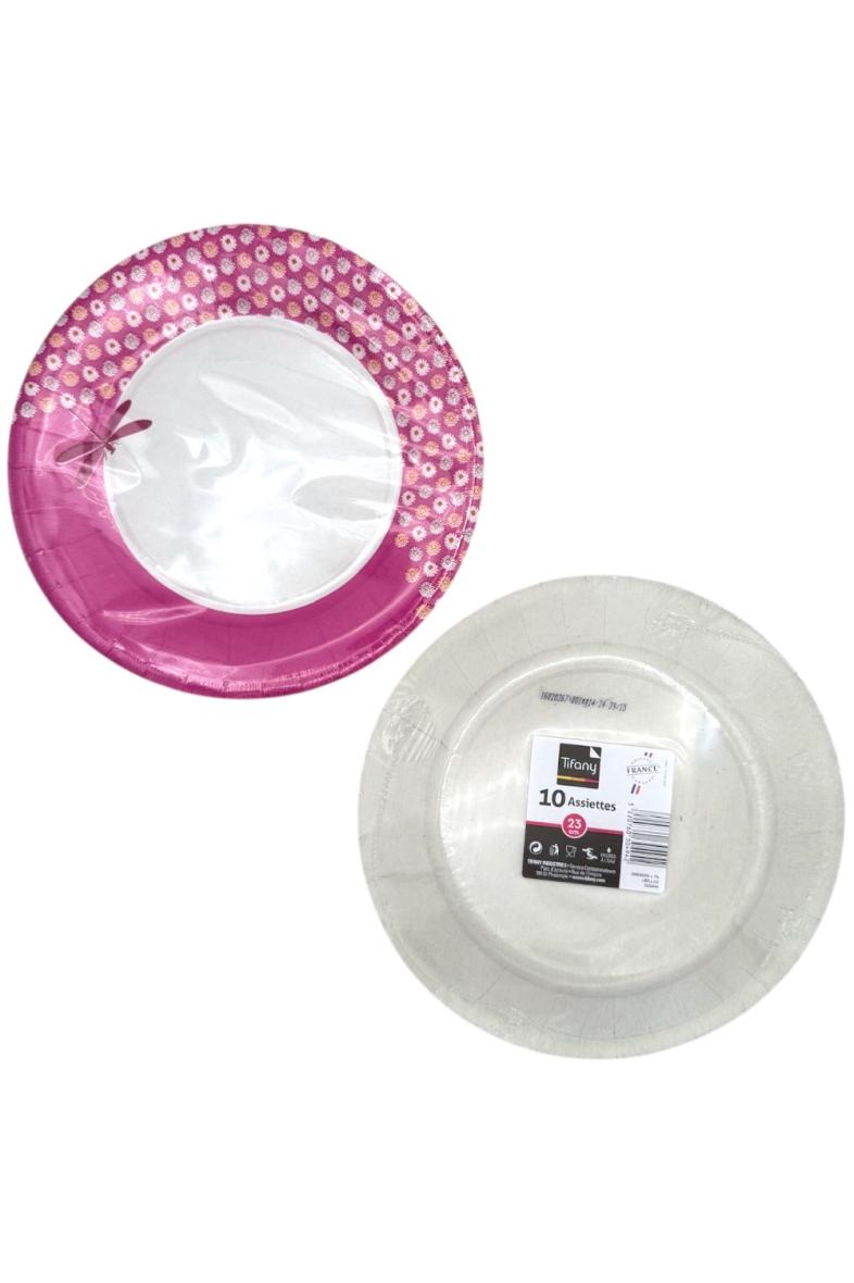ASSIETTE en CARTON 23CM X10PCS Tifany Fleurs