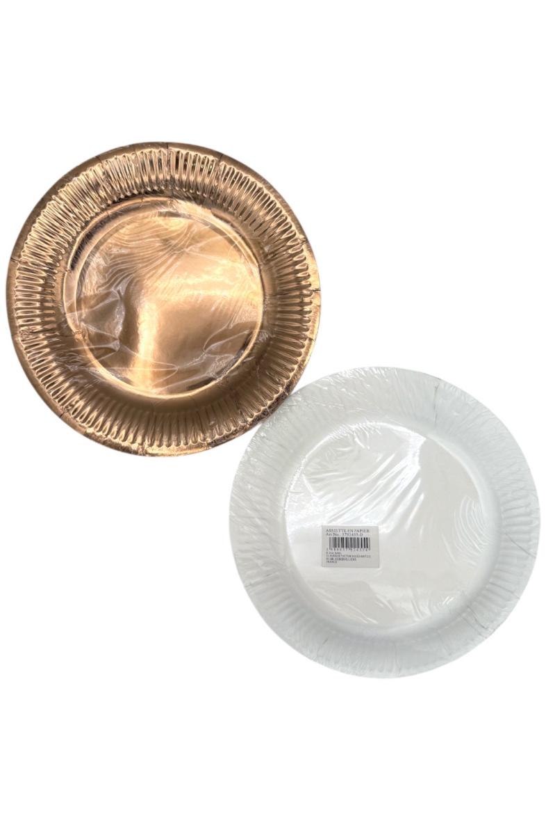 ASSIETTE en CARTON 23CM X20PCS Doré
