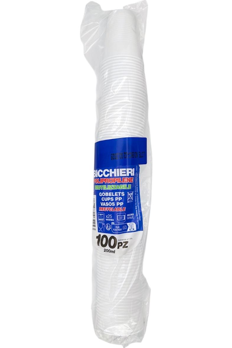 GOBELET REUTILISABLE X100 200ML Blanc ***