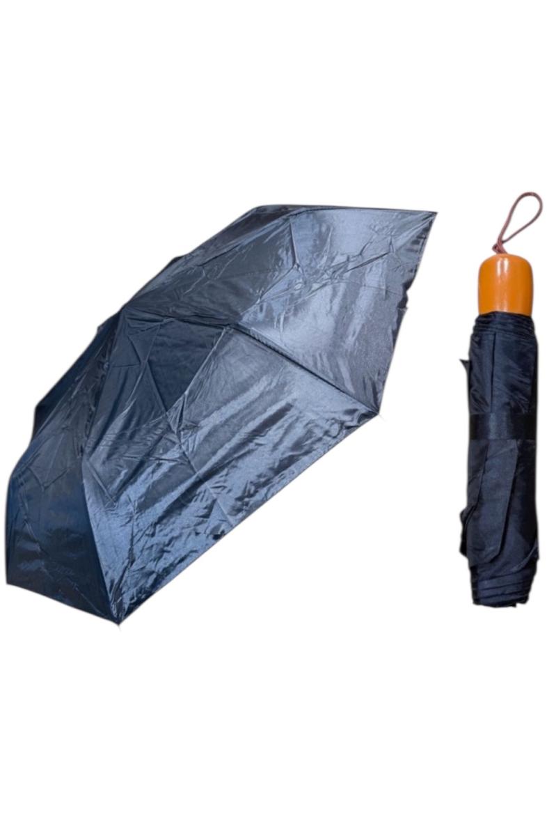 PARAPLUIE NOIR manche effet bois