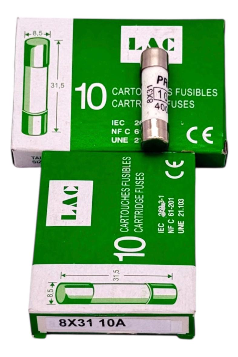 BOITE FUSIBLE X10 10A VERT 8.5X31.5MM