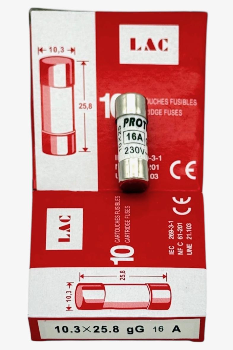 BOITE FUSIBLE X10 16A ROUGE 10.3X25.8MM