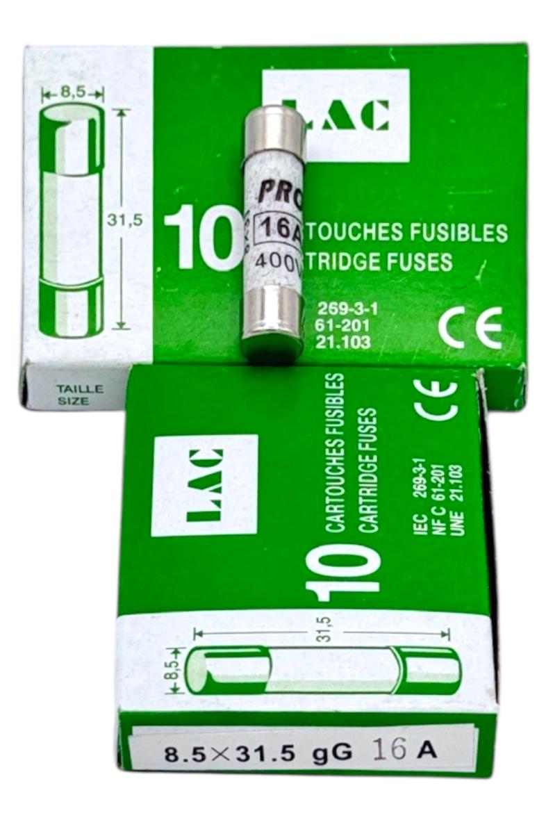 BOITE FUSIBLE X10 16A VERT 8.5X31.5MM