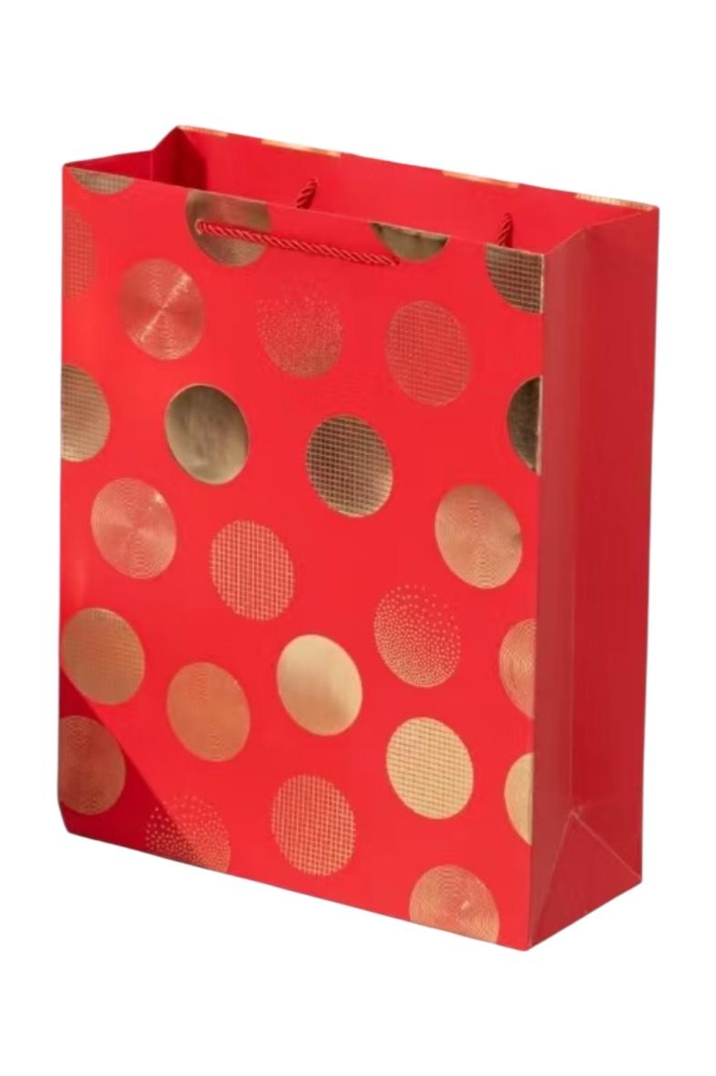 SAC CADEAU 30X40 ROUGE POINT DORÉE (L)