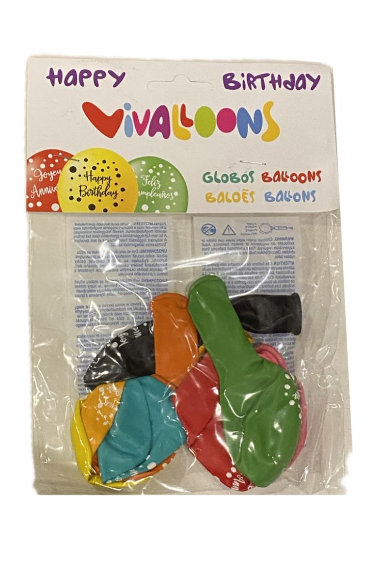 BALLON ANNIVERSAIRE FR "JOYEUX ANNIVERSAIRE" X8