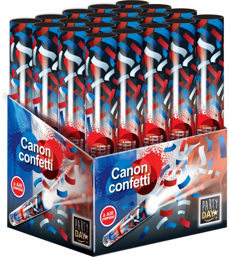 CANON CONFETTIS 30CM TRICOLOR BLEU/BLANC/ROUGE