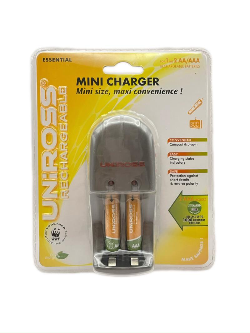 CHARGEUR DE PILE 2 piles AA/AAA Uniross Mini Charger
