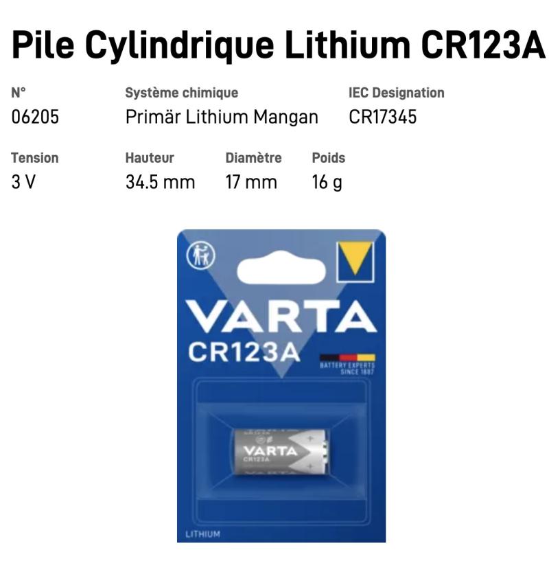 VARTA Pile Cylindrique Lithium CR123A