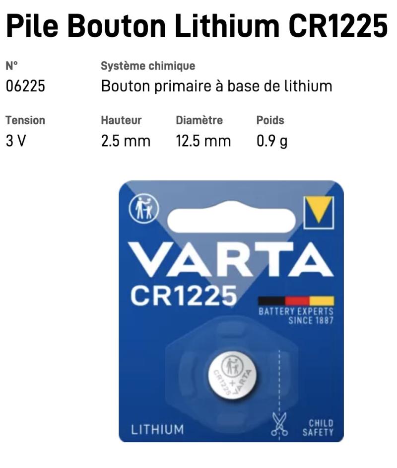 VARTA Pile Bouton Lithium CR1225