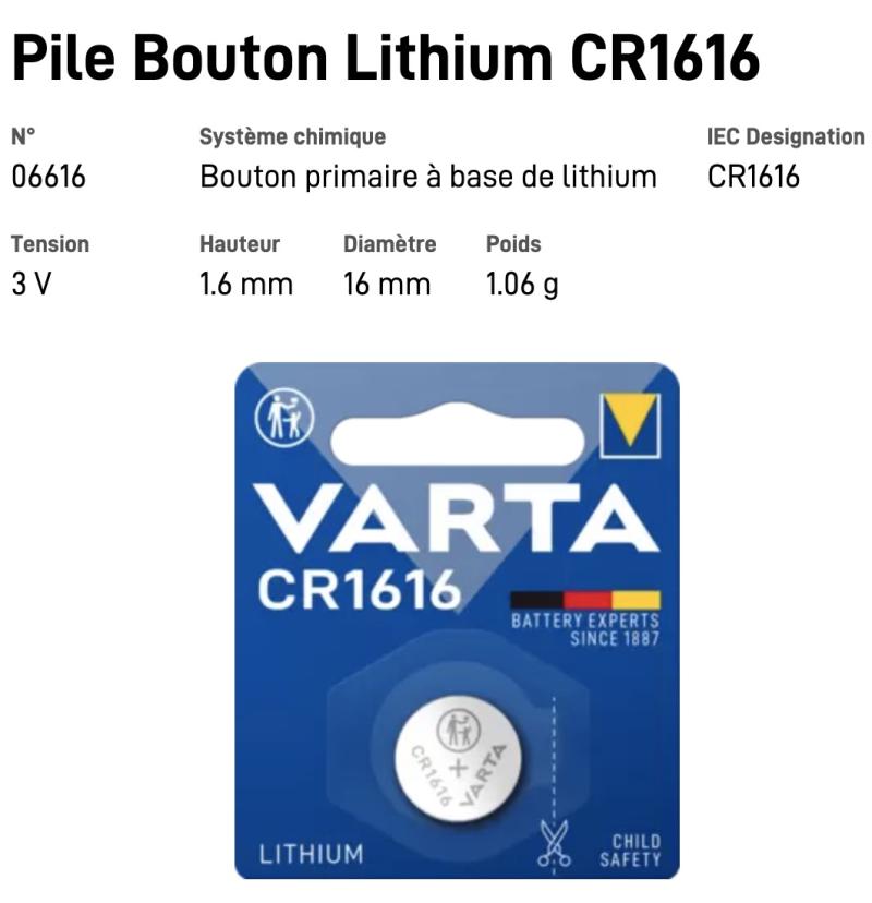 VARTA Pile Bouton Lithium CR1616