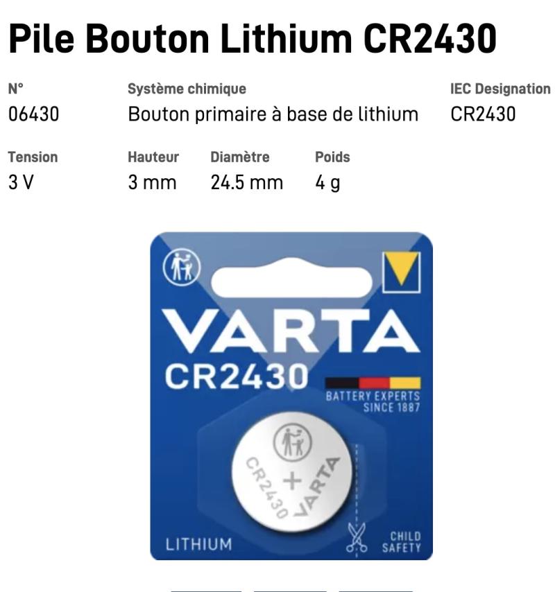 VARTA Pile Bouton Lithium CR2430