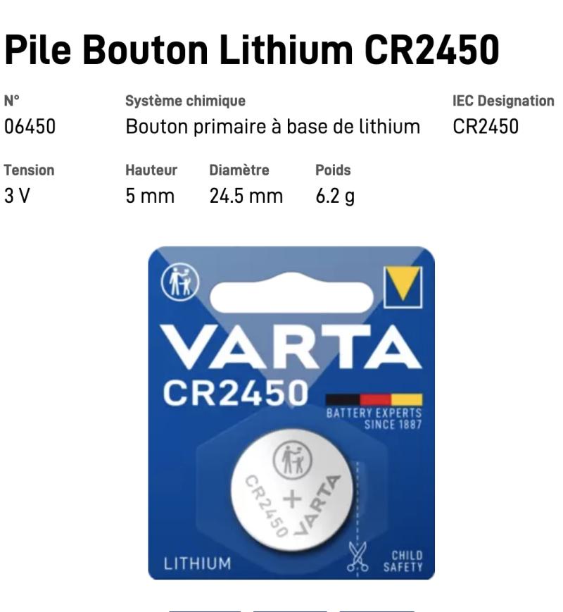 VARTA Pile Bouton Lithium CR2450