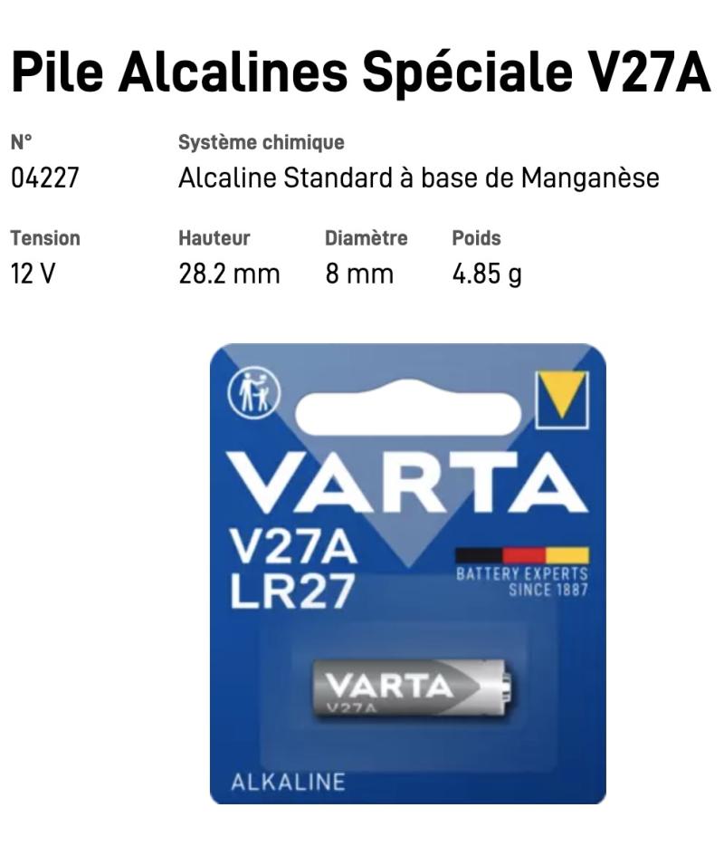 VARTA Pile Alcaline V27A LR27