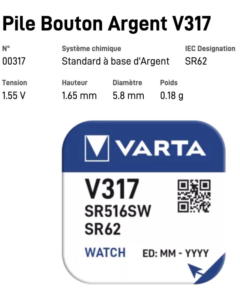 VARTA Pile Bouton V317