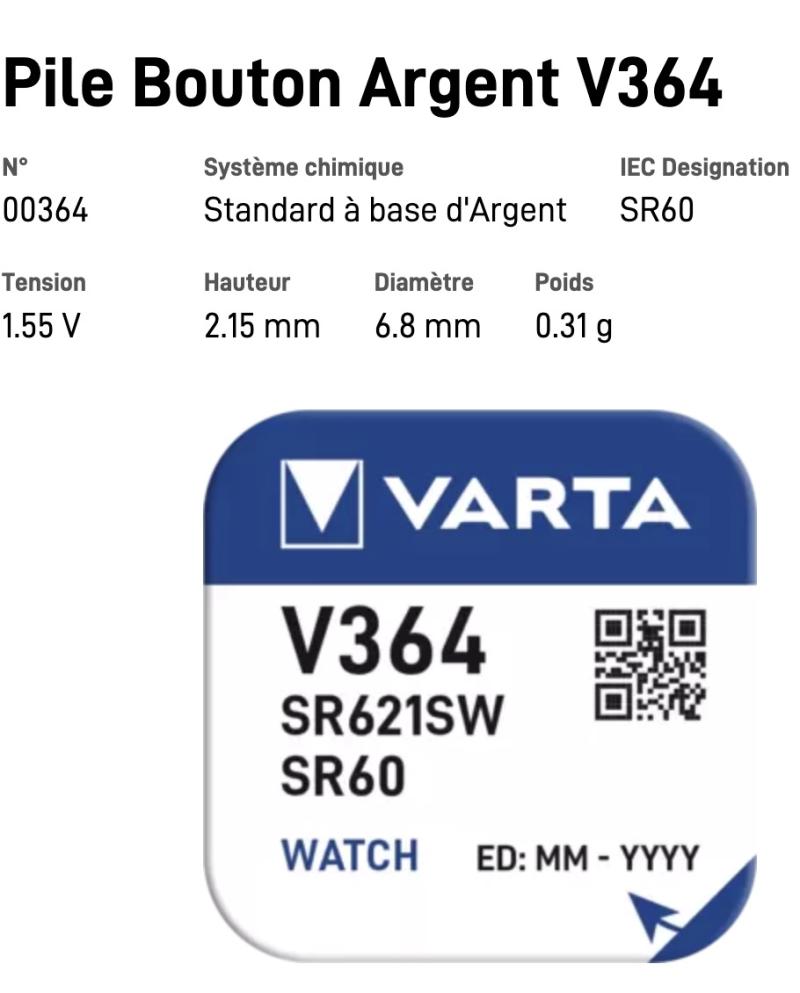 VARTA Pile Bouton V364