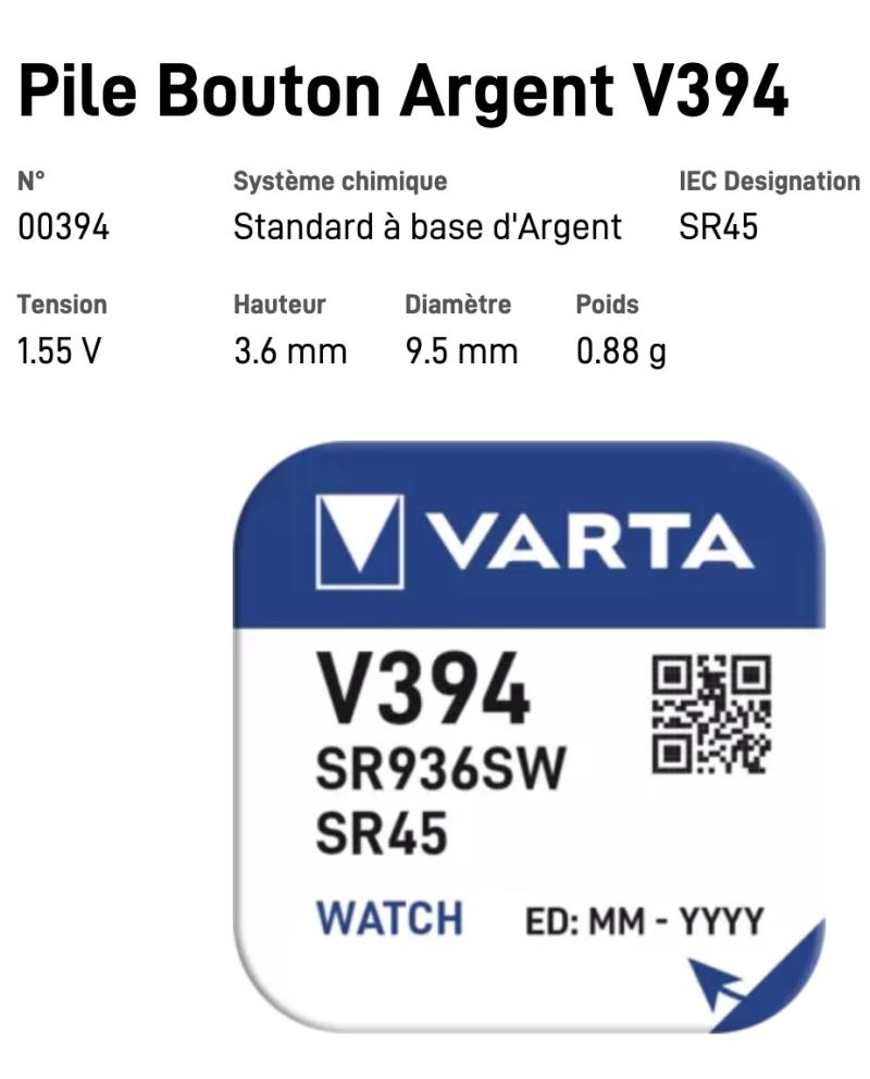 VARTA Pile Bouton V394