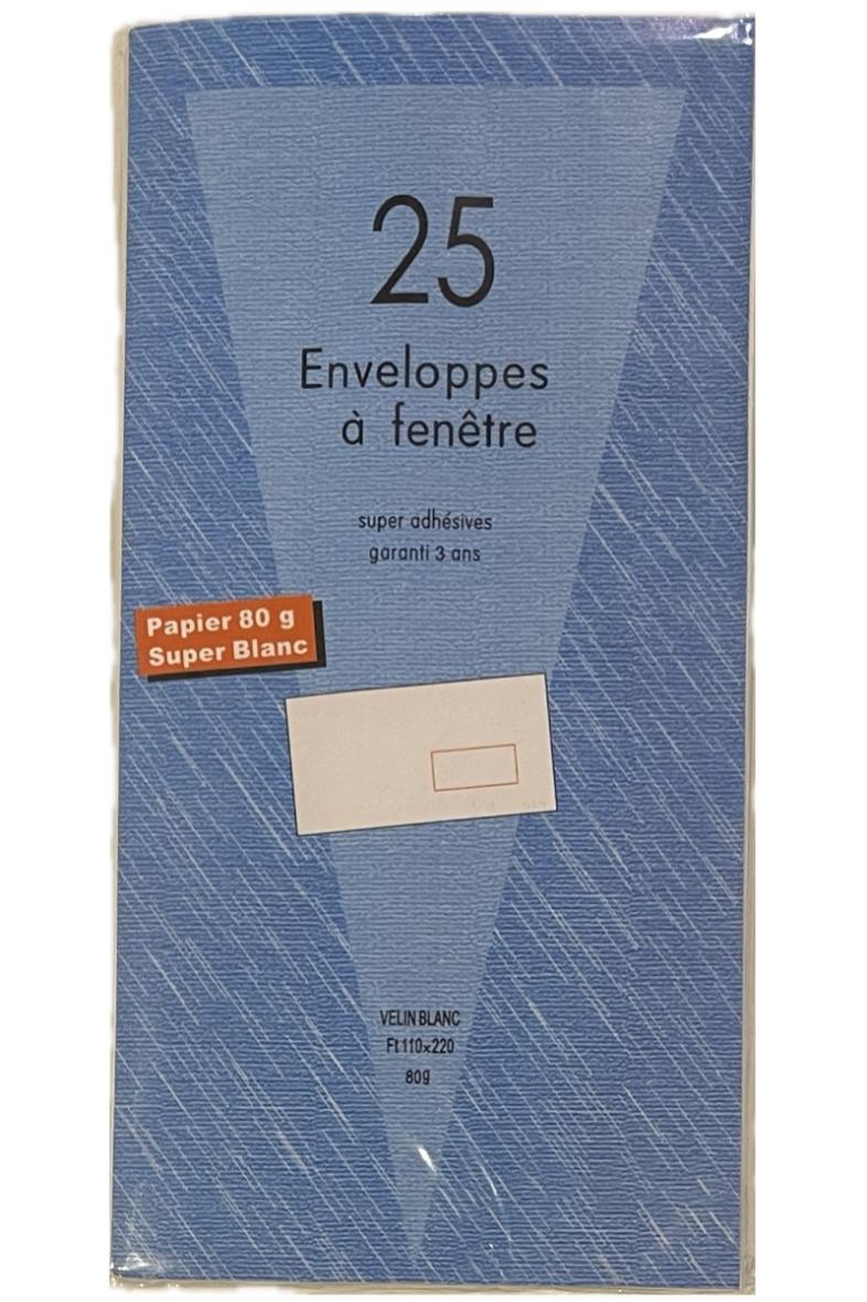 ENVELOPPE A FENETRE 110X220MM 25PCS