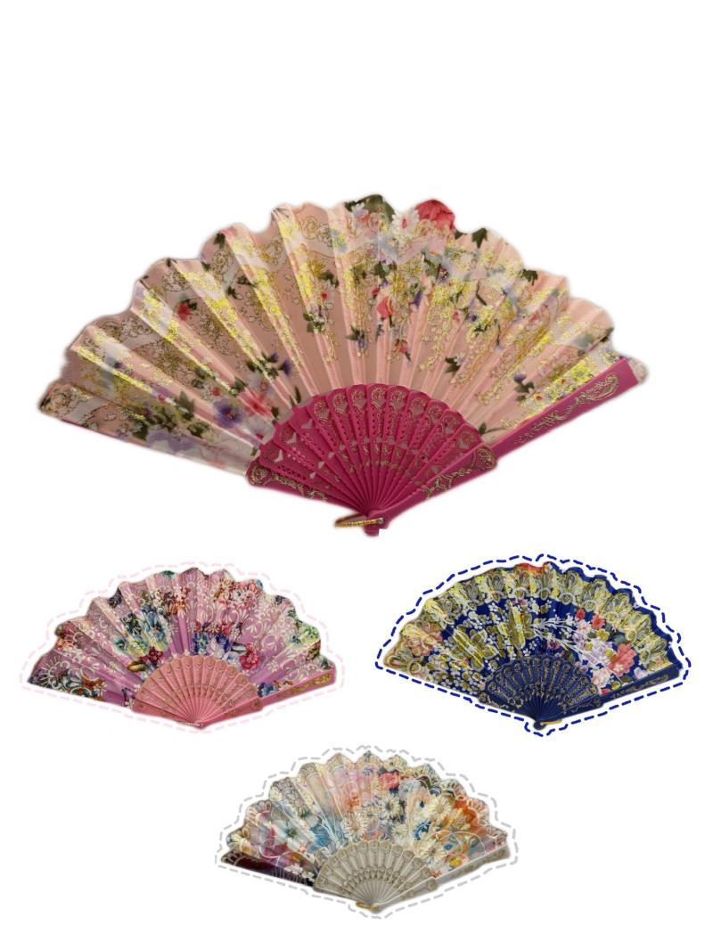 EVENTAIL plastique motif fleur 4 couleur assorti
