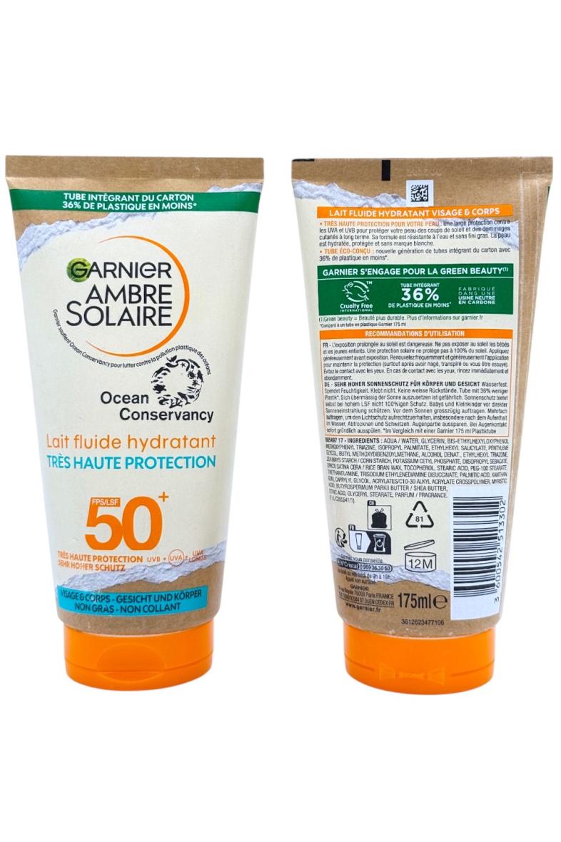 GARNIER AMBRE SOLAIRE 175ML tube lait fluide hydratant SPF50+