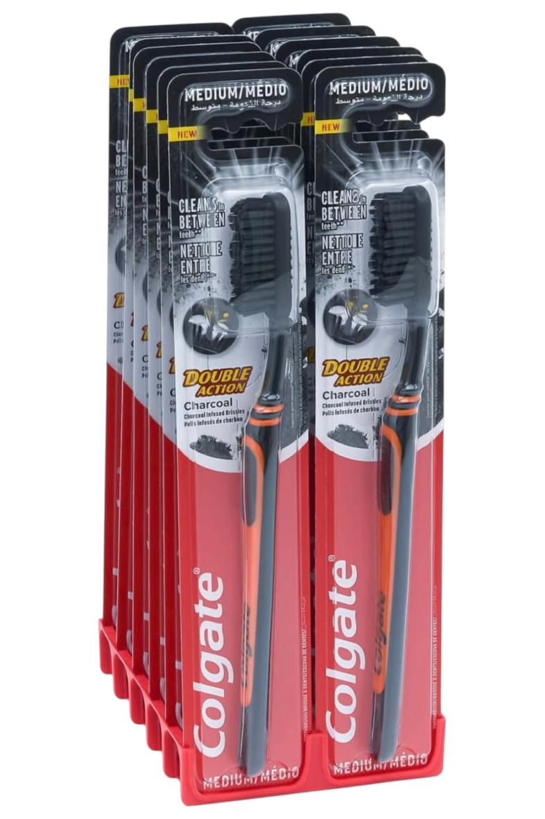 Colgate brosse à dents Double Action Charbon de bois Medium