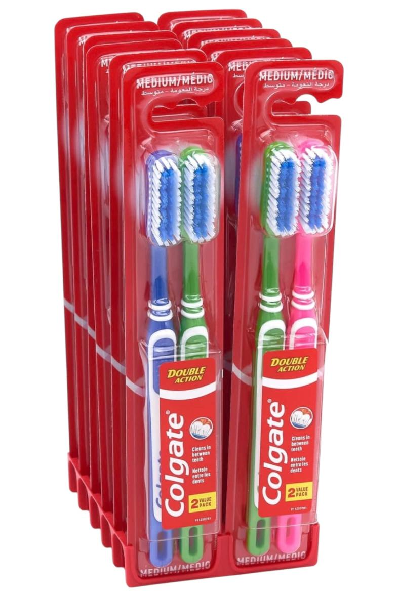 Colgate brosse à dents 2pcs Double Action Medium