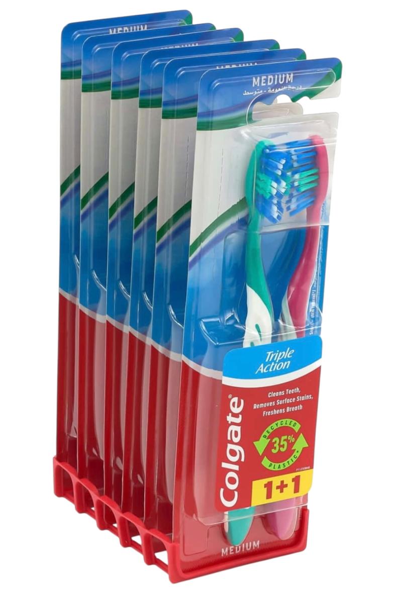 Colgate brosse à dents 2pcs Triple Action Medium