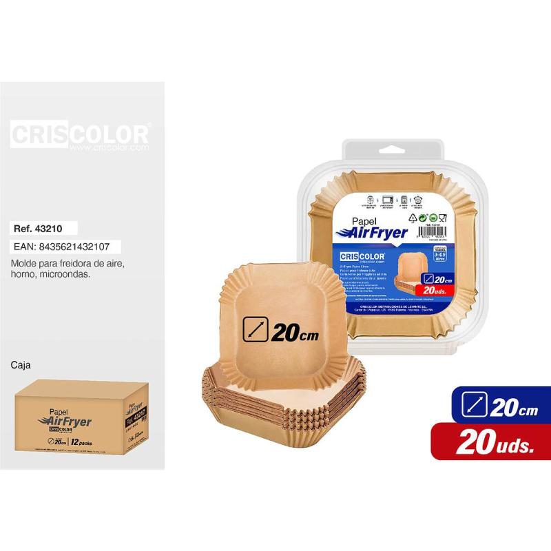 PAPIER POUR FRITEUSE A AIR 20CM 20PCS CARRÉ