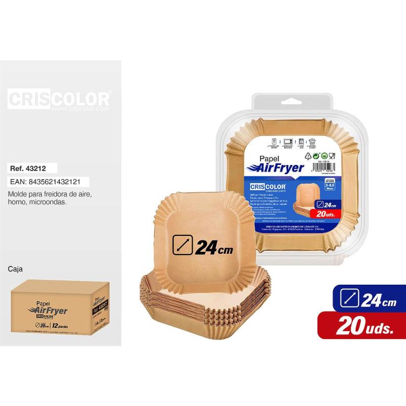 PAPIER POUR FRITEUSE A AIR 24CM 20PCS CARRÉ