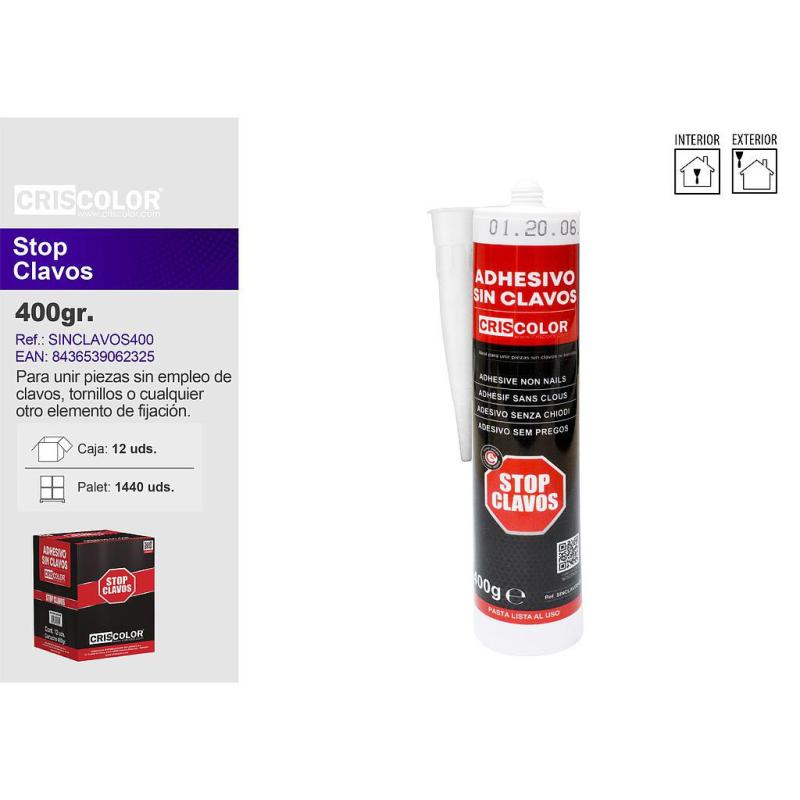 COLLE ADHESIF SANS CLOUS 400G cartouche